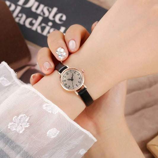 Vintage Petite Dial Quartz Watch For Women, Luxury British Style Student Watch