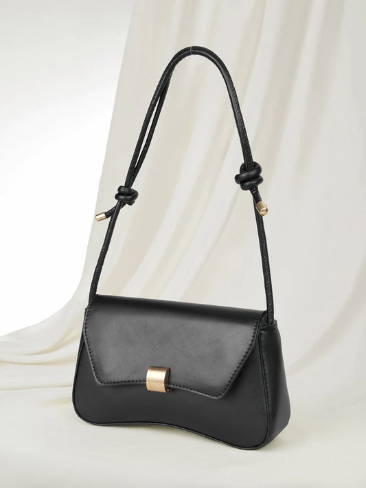 Clariva New Simple Solid Color PU Leather Square Flap Handbag, Niche Fashion Outdoor Travel Vacation Underarm Bag, Portable Elegant Business Commuting Crossbody