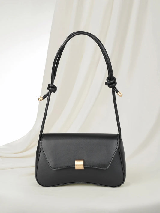Clariva New Simple Solid Color PU Leather Square Flap Handbag, Niche Fashion Outdoor Travel Vacation Underarm Bag, Portable Elegant Business Commuting Crossbody