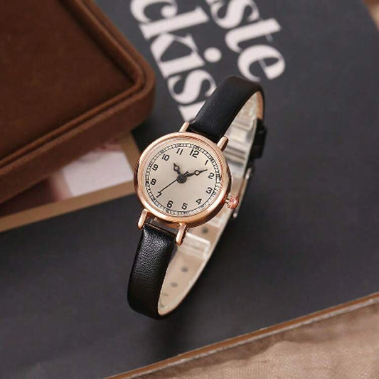 Vintage Petite Dial Quartz Watch For Women, Luxury British Style Student Watch