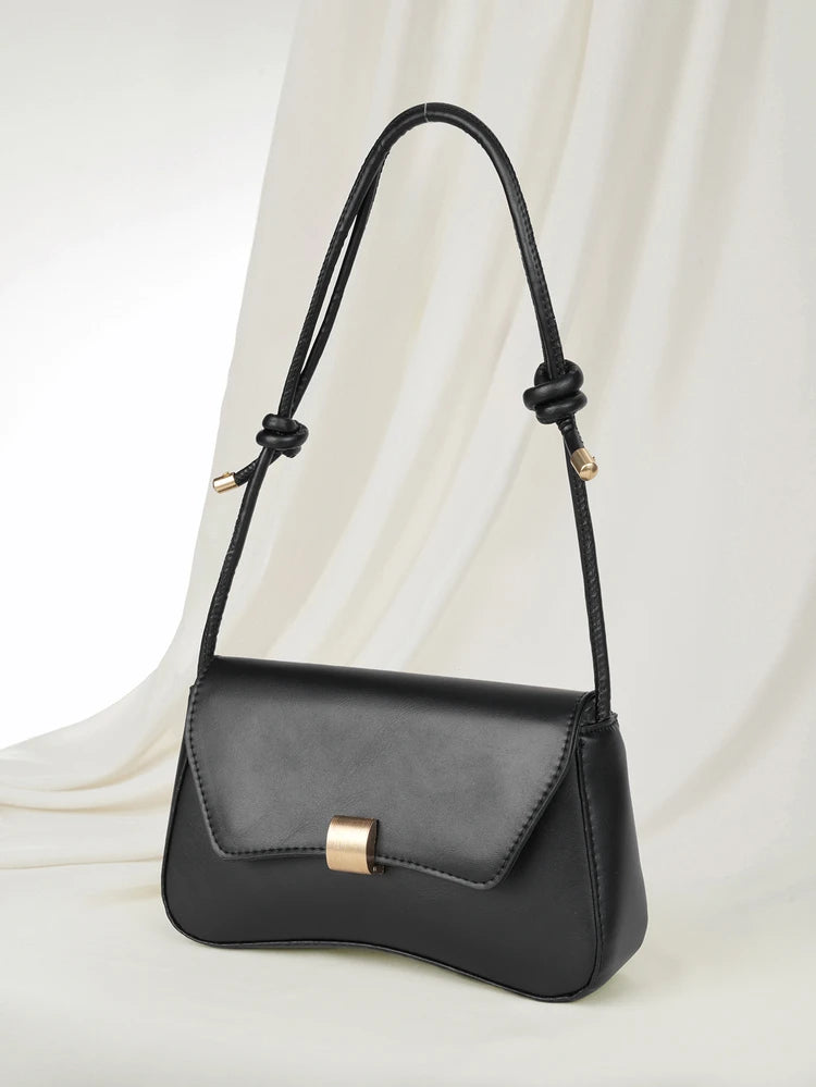 Clariva New Simple Solid Color PU Leather Square Flap Handbag, Niche Fashion Outdoor Travel Vacation Underarm Bag, Portable Elegant Business Commuting Crossbody