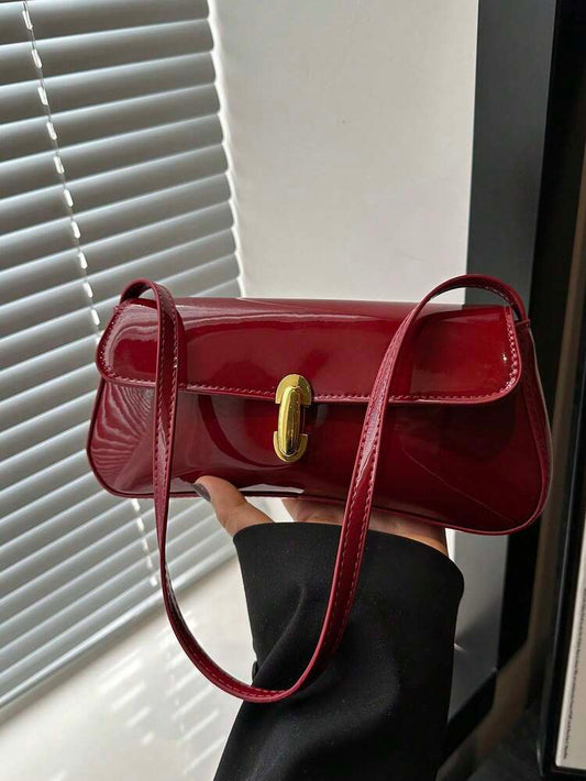 Fashionable Minimalist Casual PU Flip-Top Underarm Bag. Suitable For Shopping, As A Wallet, For Students, Young Women, University, Commuting, Outdoor Activities, Travel And Picnics.